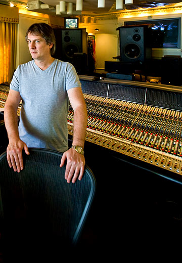 andy jackson at the controls of astoria studios - pink floyd's David Gilmour's studio - uk