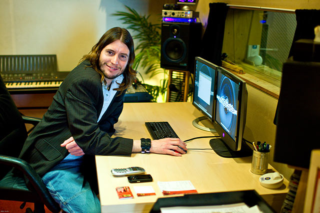 at music studios control room