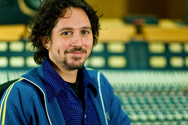 music producer craig silvey behind the mixing desk at konk recording studios london