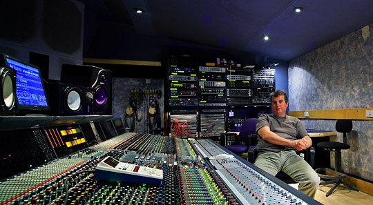 Paul Madden, owner of Intimate recording studios London behing the Neve VR console