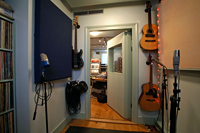 recording studio area looking in to the studio control room at mick glossop