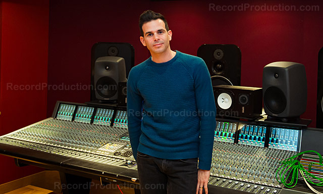 in the recording studio - Clint Murphy with the ssl desk