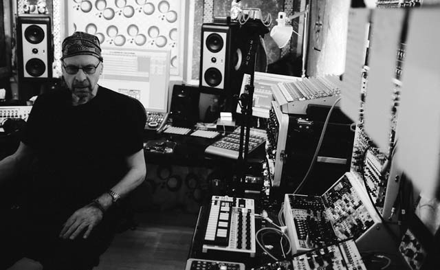 Gareth Jones with some of his synth collection