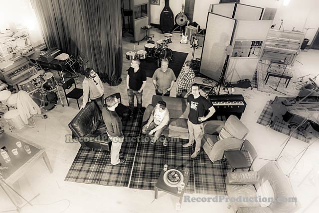 Record producers nick woolfson, jay stapley and cameon craig at the church studios