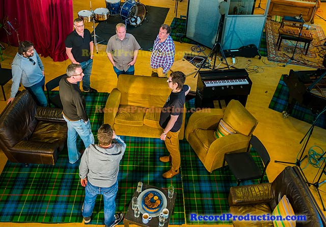 music producers nick woolfson, jay stapley, george shilling and chris sheldon at the church studios