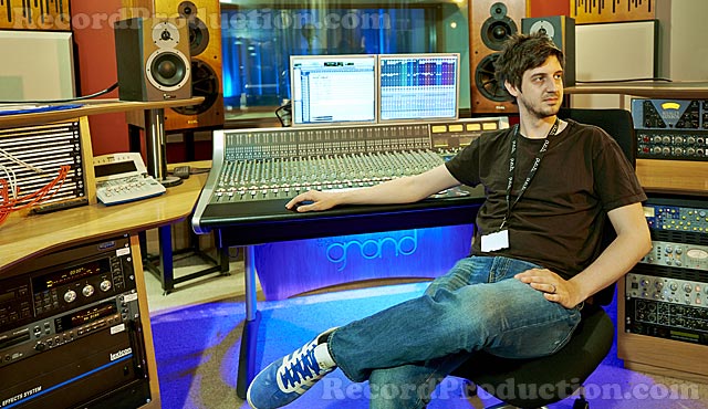 simon stride at the mixing desk at the grand studios