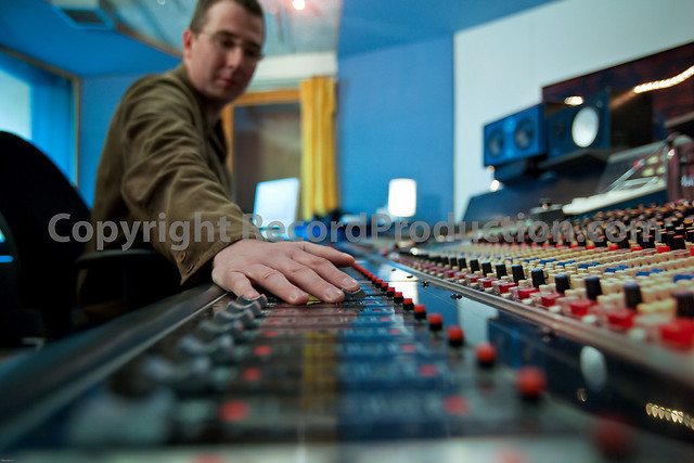 kevan gallagher - record producer - behind the neve mixing desk at the dairy recording studio london
