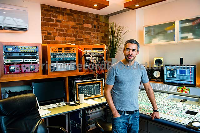 mike cave in the control room of his Liverpool recording studio