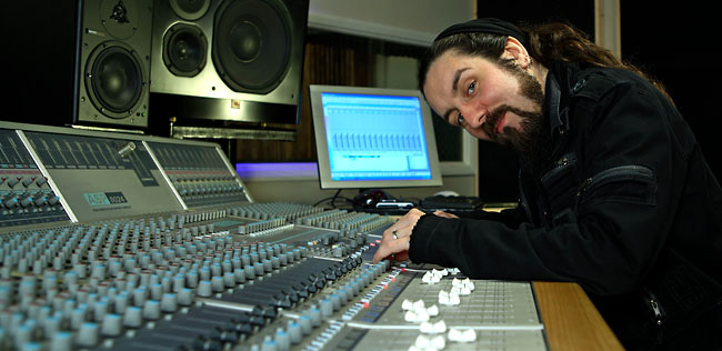 record producer russ russell in the recording studios